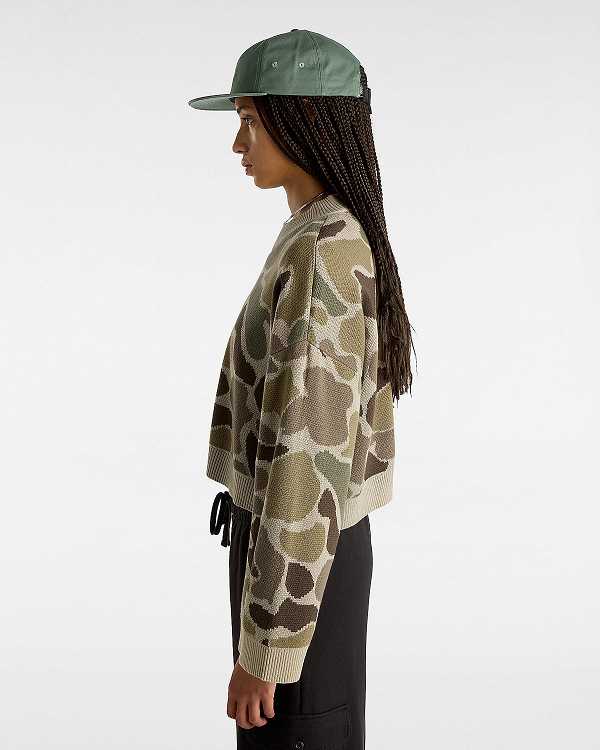 Brown Women Vans Cammile Camo Sweater Canada | VN4610359