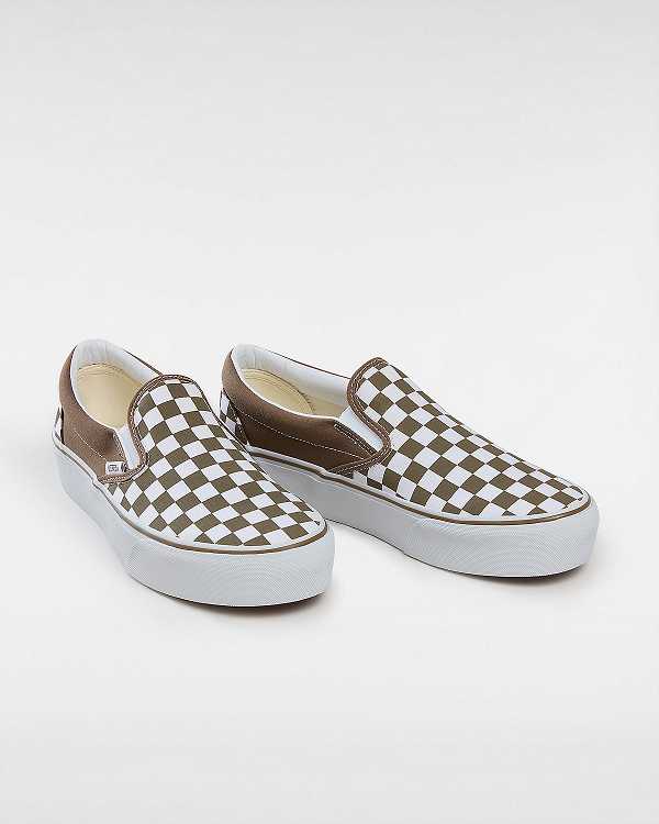 Brown Women Vans Classic Slip-On Platform Shoes Canada | VN5038461