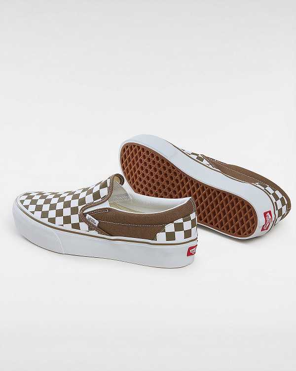 Brown Women Vans Classic Slip-On Platform Shoes Canada | VN5038461