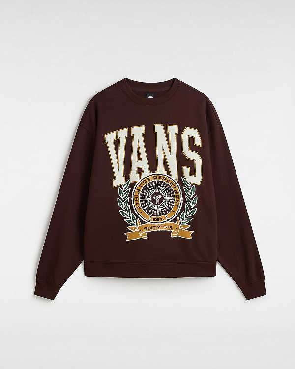 Brown Women Vans First Team Oversized Crew Sweatshirt Canada | VN3401857