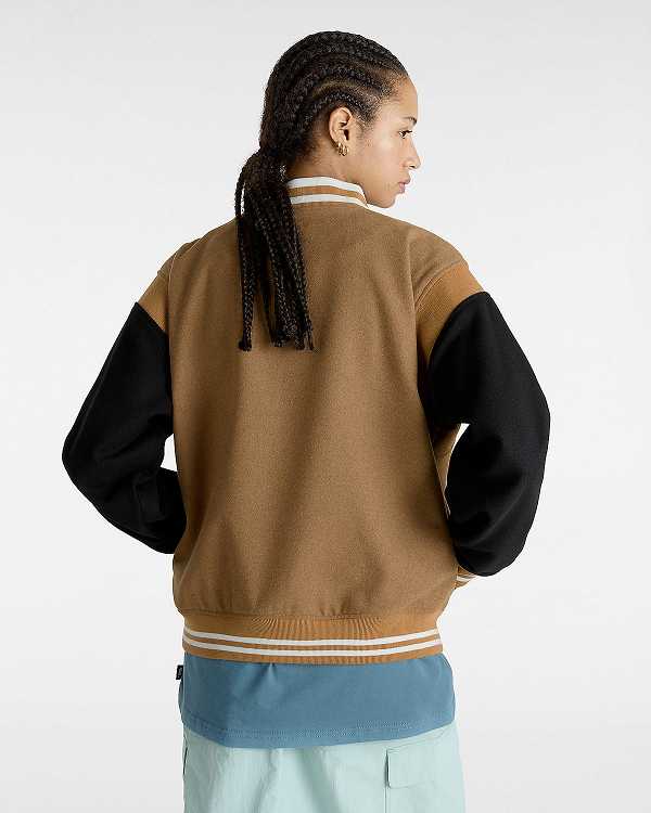 Brown Women Vans Piper Stadium Jacket Canada | VN8206319