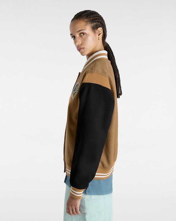 Brown Women Vans Piper Stadium Jacket Canada | VN8206319