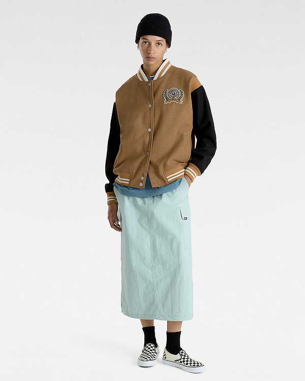Brown Women Vans Piper Stadium Jacket Canada | VN8206319