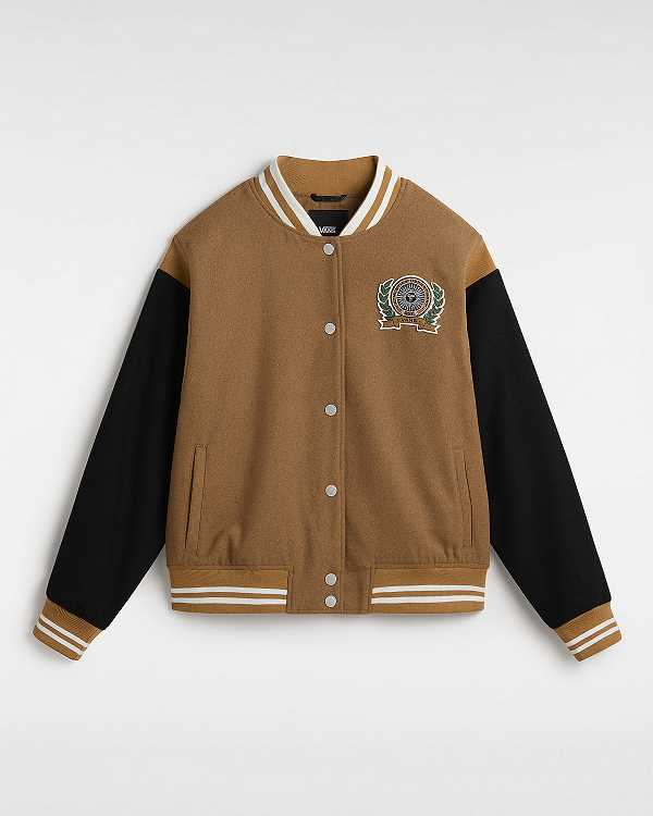 Brown Women Vans Piper Stadium Jacket Canada | VN8206319
