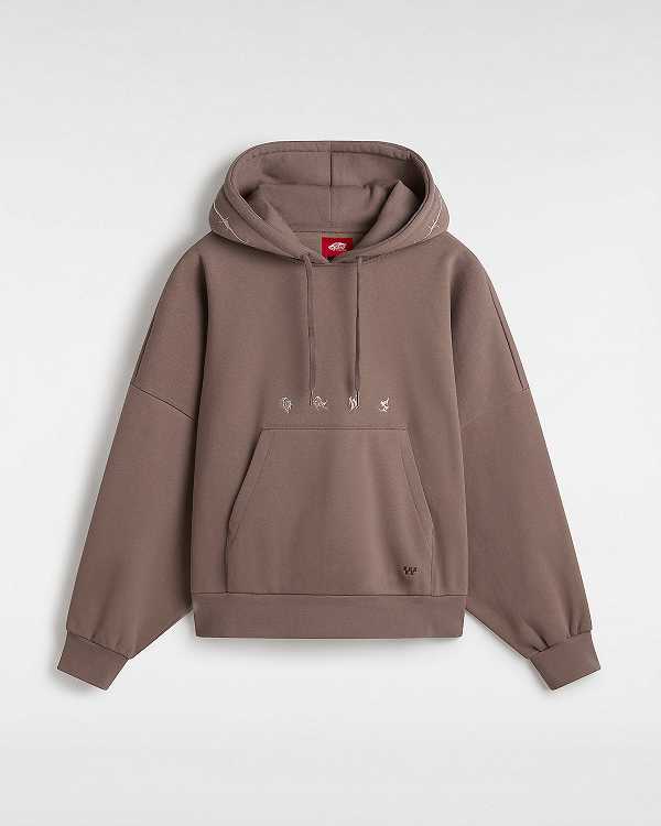 Brown Women Vans Skate Wire Loose Hoodie Canada | VN1935784