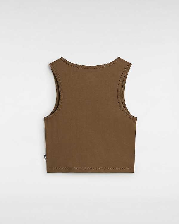 Brown Women Vans Small Staple Fitted Crop Tank Top Canada | VN9406537