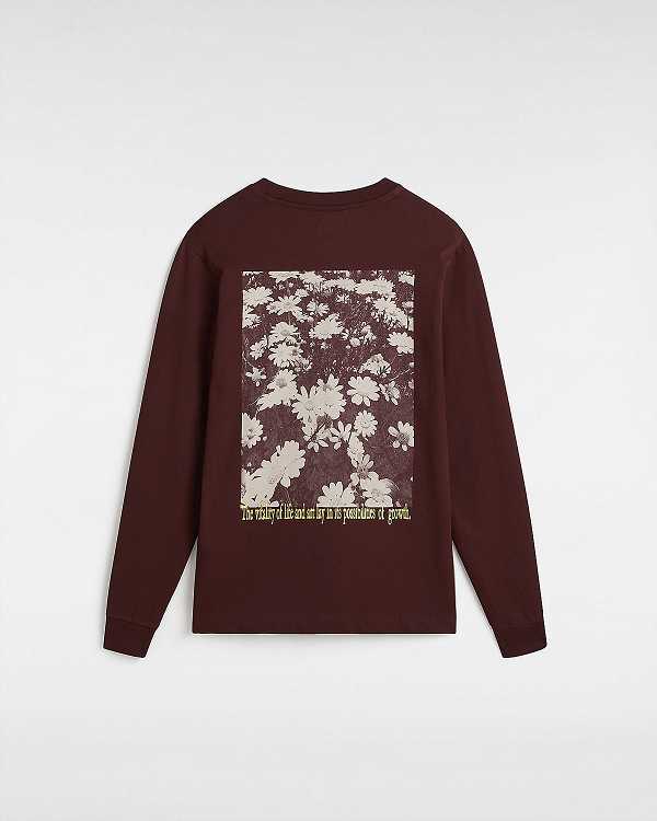 Brown Women Vans Vitality Fields Long Sleeve T Shirts Canada | VN6972418