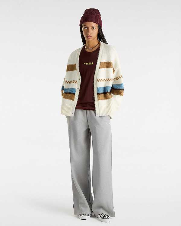 Brown Women Vans Vitality Fields Long Sleeve T Shirts Canada | VN6972418