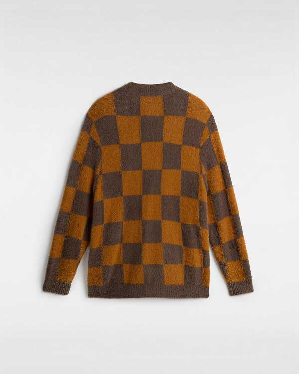 Brown / Orange Men Vans Canfield Checkerboard Cardigan Canada | VN2759043