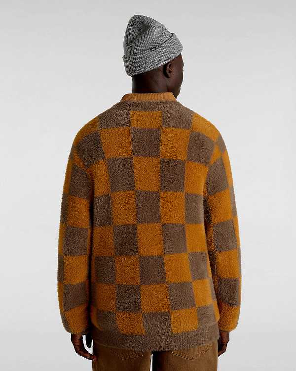 Brown / Orange Men Vans Canfield Checkerboard Cardigan Canada | VN2759043