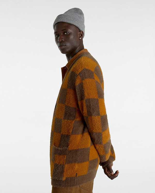 Brown / Orange Men Vans Canfield Checkerboard Cardigan Canada | VN2759043