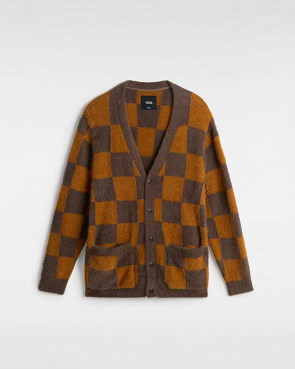 Brown / Orange Men Vans Canfield Checkerboard Cardigan Canada | VN2759043