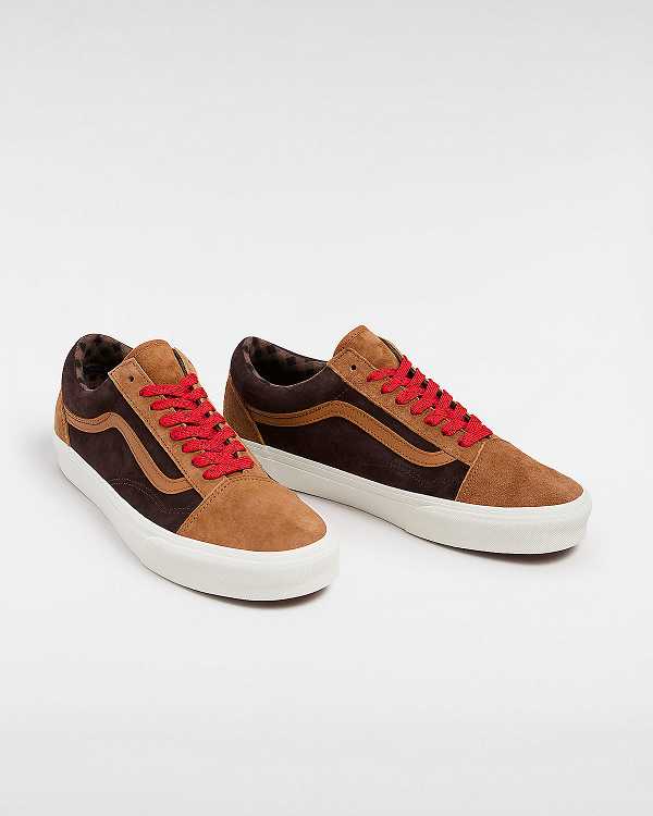 Brown / Orange Men Vans Old Skool Pig Suede Sneakers Canada | VN4150269