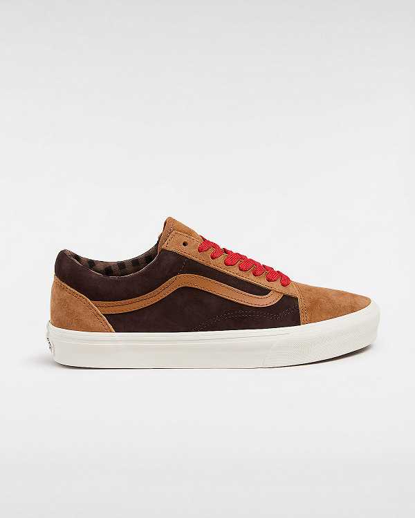 Brown / Orange Men Vans Old Skool Pig Suede Sneakers Canada | VN4150269