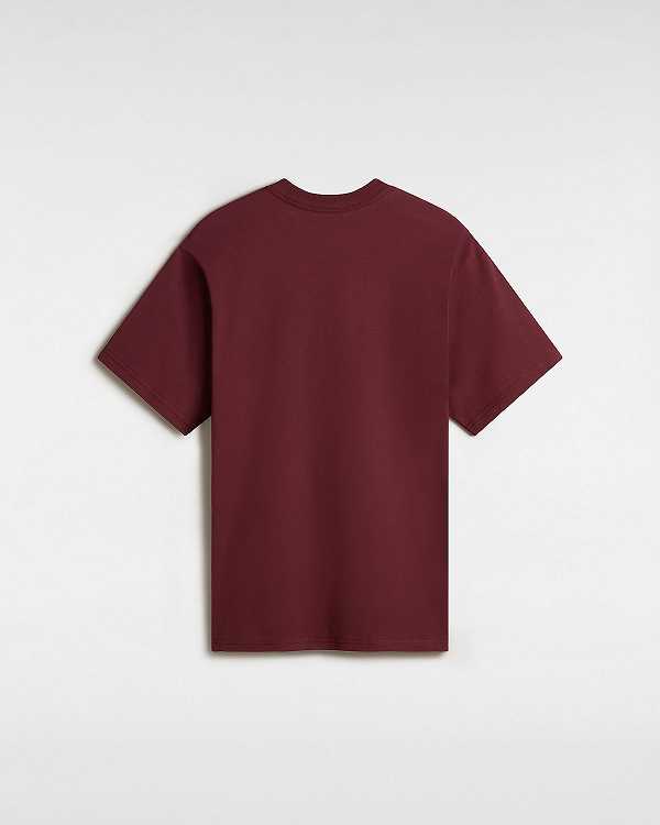 Burgundy Men Vans Essential Loose T Shirts Canada | VN7281906