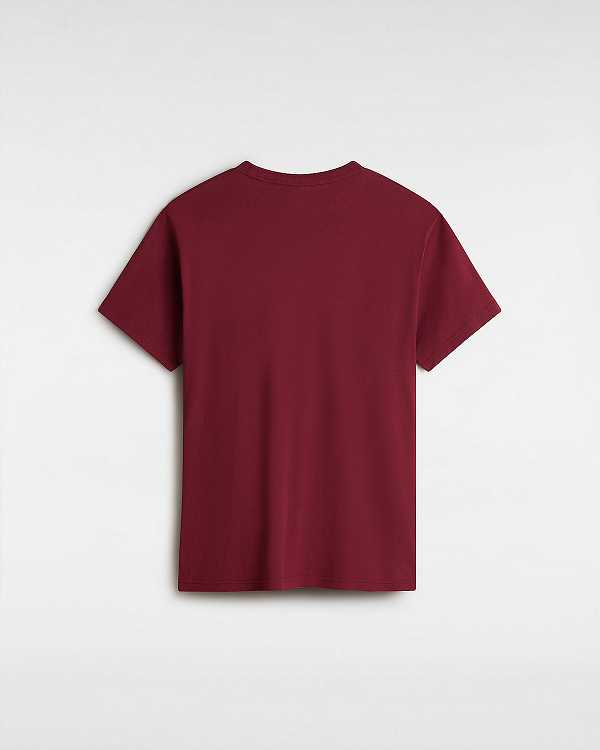 Burgundy Men Vans Left Chest Logo T Shirts Canada | VN1405687