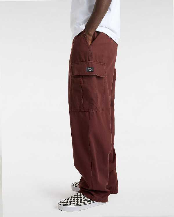 Burgundy Men Vans Range Cargo Baggy Tapered Elastic Pants Canada | VN6915780