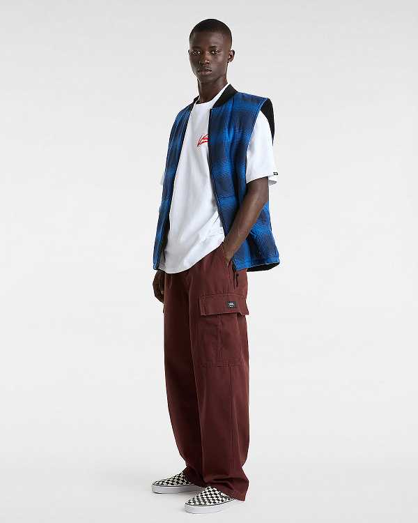 Burgundy Men Vans Range Cargo Baggy Tapered Elastic Pants Canada | VN6915780