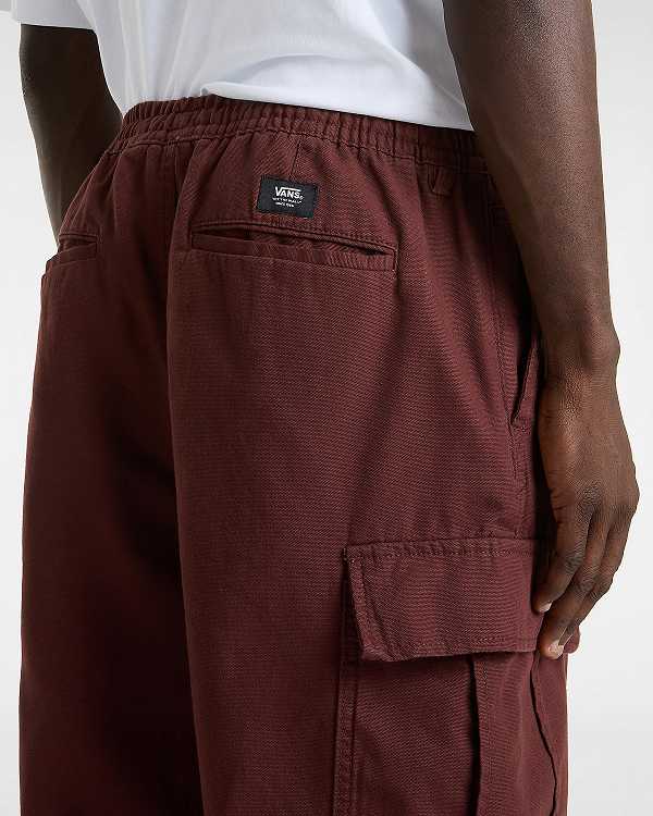 Burgundy Men Vans Range Cargo Baggy Tapered Elastic Pants Canada | VN6915780