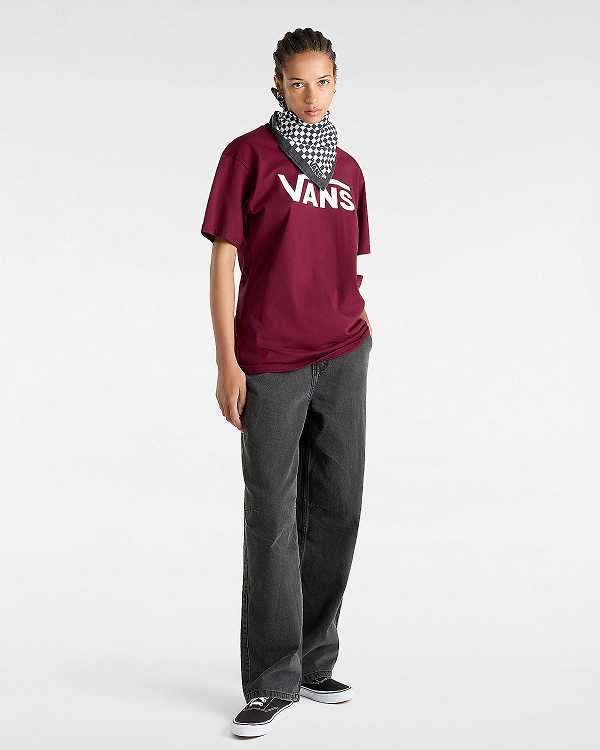 Burgundy Women Vans Classic T Shirts Canada | VN7296031