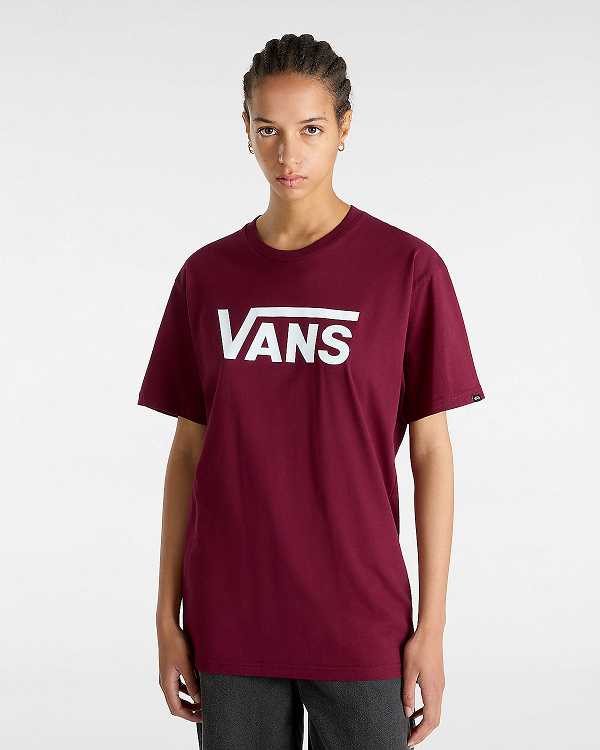 Burgundy Women Vans Classic T Shirts Canada | VN7296031