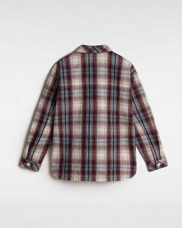 Burgundy Women Vans Eliza Woven Shacket Shirts Canada | VN8215706