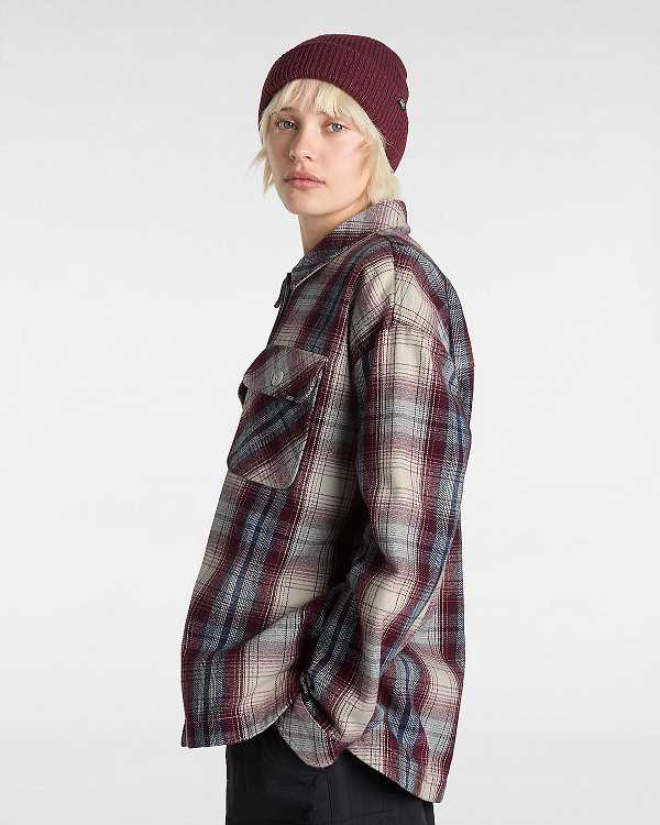 Burgundy Women Vans Eliza Woven Shacket Shirts Canada | VN8215706