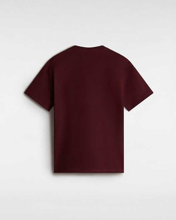 Burgundy Women Vans Elza Check T Shirts Canada | VN3516940