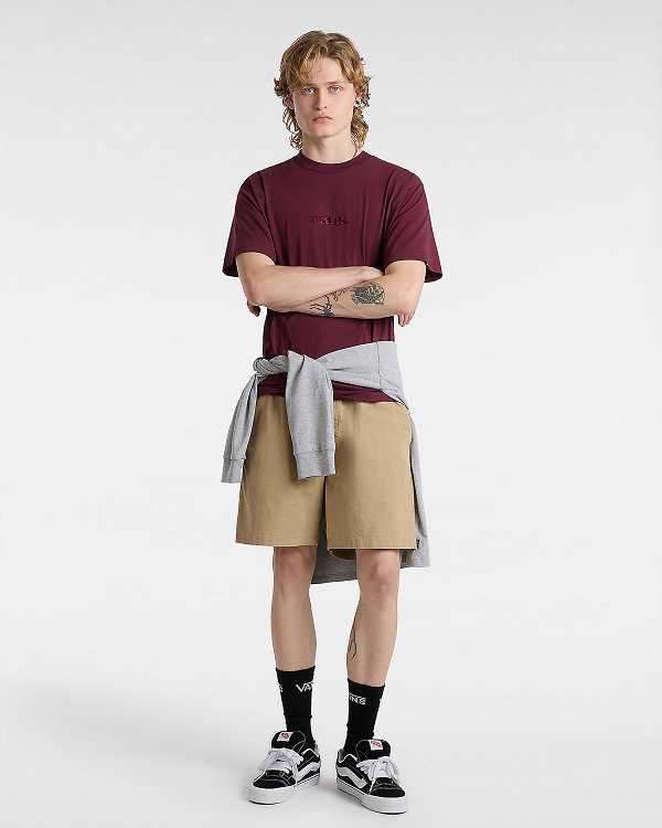 Burgundy Women Vans Essential Loose T Shirts Canada | VN9184320
