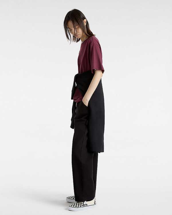 Burgundy Women Vans Essential Loose T Shirts Canada | VN9184320