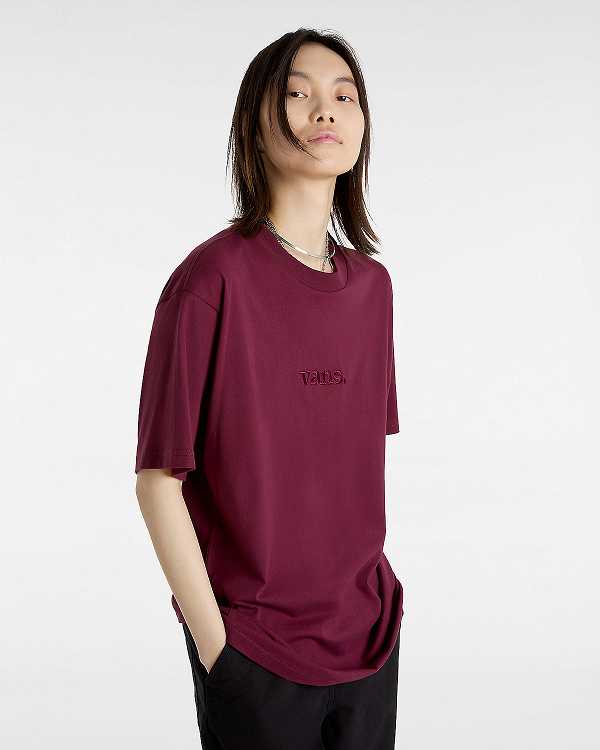 Burgundy Women Vans Essential Loose T Shirts Canada | VN9184320