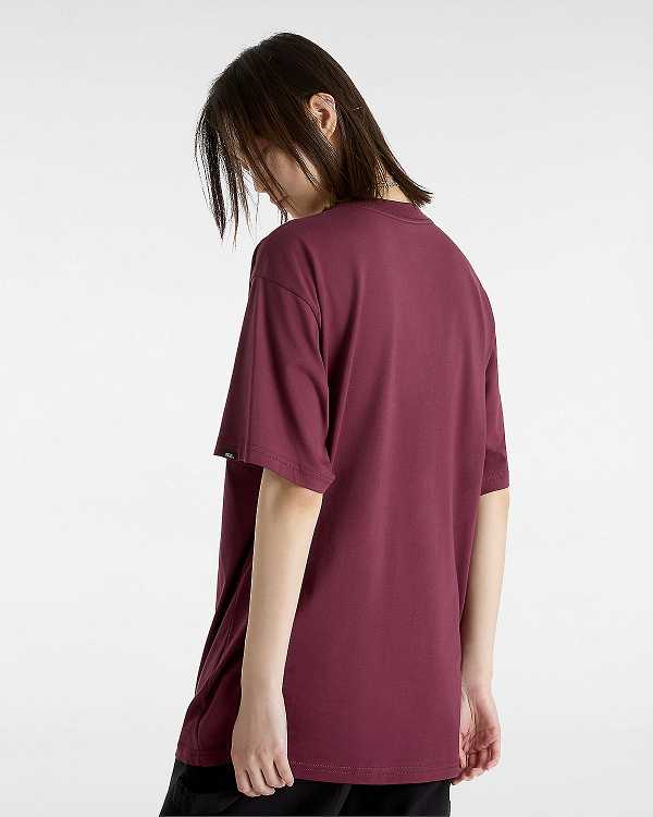 Burgundy Women Vans Essential Loose T Shirts Canada | VN9184320