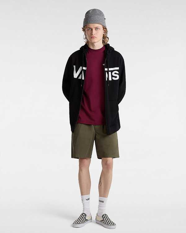 Burgundy Women Vans Left Chest Logo T Shirts Canada | VN0527436