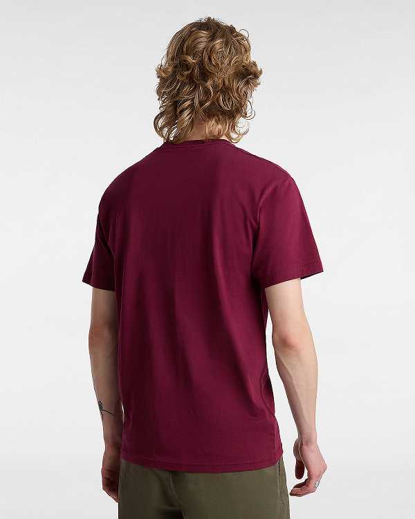 Burgundy Women Vans Left Chest Logo T Shirts Canada | VN0527436
