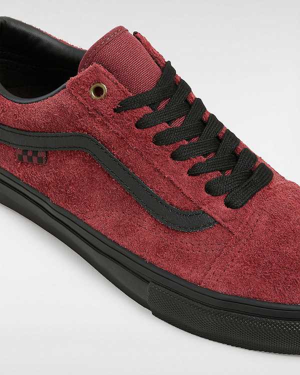 Burgundy Women Vans Old Skool Hairy Suede Skate Shoes Canada | VN2879405