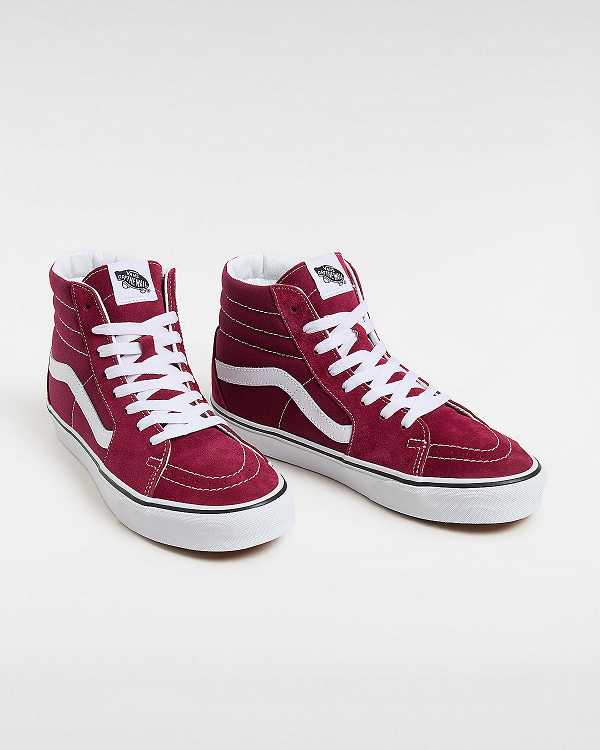 Burgundy Women Vans Sk8-Hi Skate Shoes Canada | VN6482901