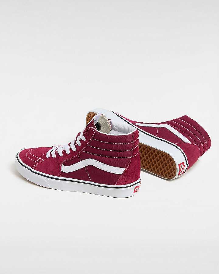 Burgundy Women Vans Sk8-Hi Skate Shoes Canada | VN6482901