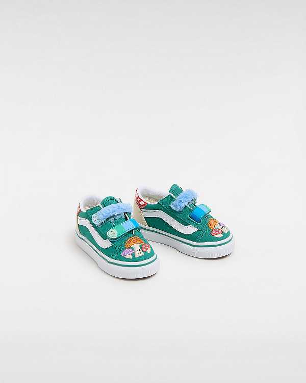 Green Kids' Vans Old Skool Hook And Loop (1-4 Years) Sneakers Canada | VN1205396