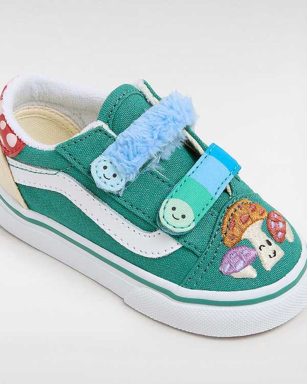 Green Kids' Vans Old Skool Hook And Loop (1-4 Years) Sneakers Canada | VN1205396