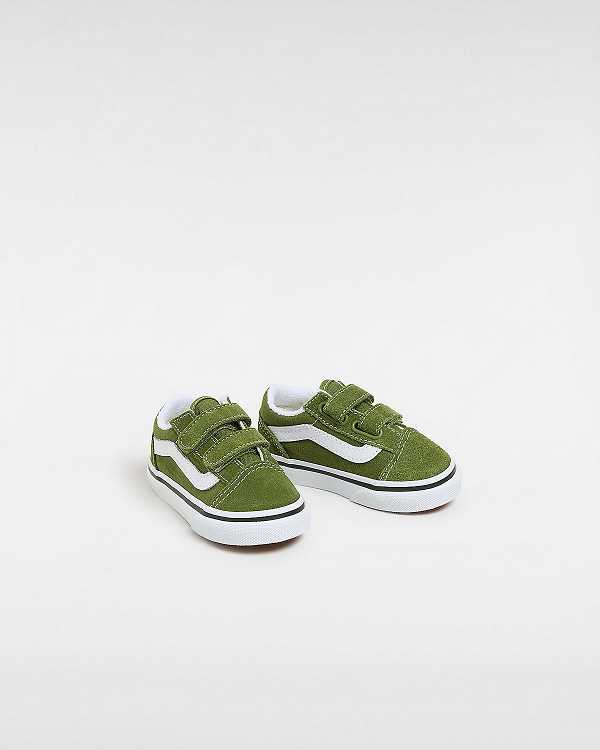 Green Kids' Vans Old Skool Hook And Loop (1-4 Years) Sneakers Canada | VN8135609