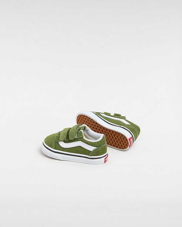 Green Kids' Vans Old Skool Hook And Loop (1-4 Years) Sneakers Canada | VN8135609