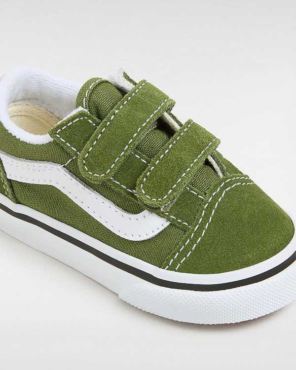 Green Kids' Vans Old Skool Hook And Loop (1-4 Years) Sneakers Canada | VN8135609