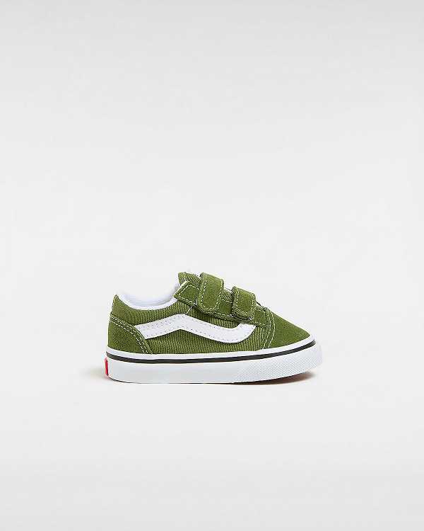 Green Kids\' Vans Old Skool Hook And Loop (1-4 Years) Sneakers Canada | VN8135609