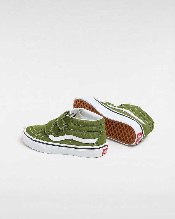Green Kids' Vans Sk8-Mid Reissue Hook and Loop (4-8 years) Sneakers Canada | VN0297684