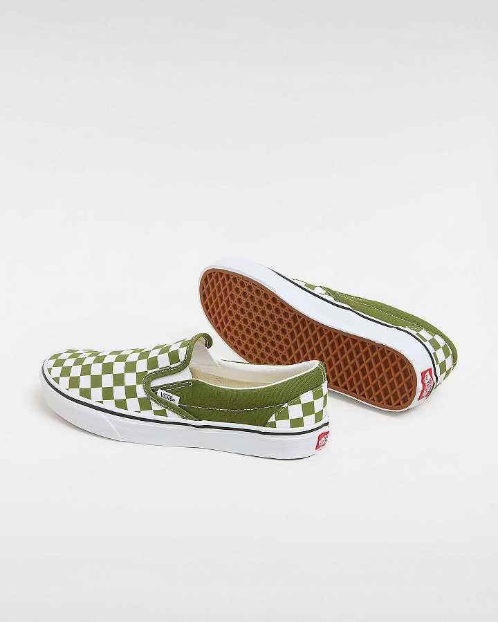 Green Men Vans Classic Checkerboard Slip On Shoes Canada | VN4389072