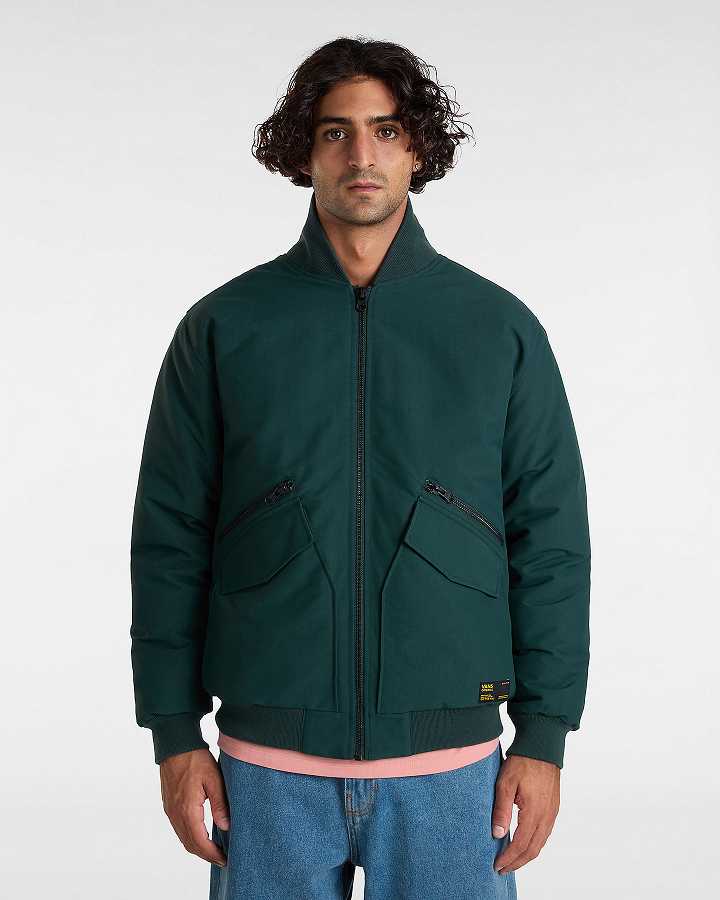 Green Men Vans Clifton Down Bomber Jackets Canada | VN4589073