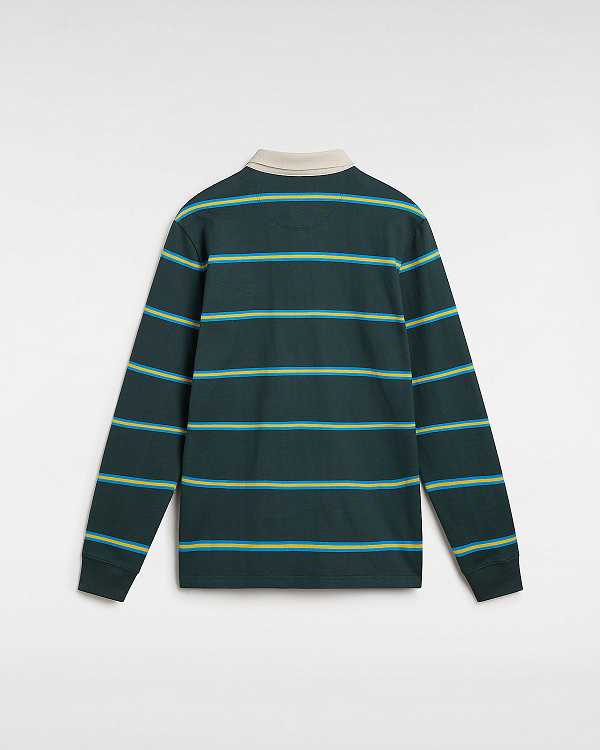 Green Men Vans Gatewood Rugby Stripe Long Sleeve Shirts Canada | VN7386915