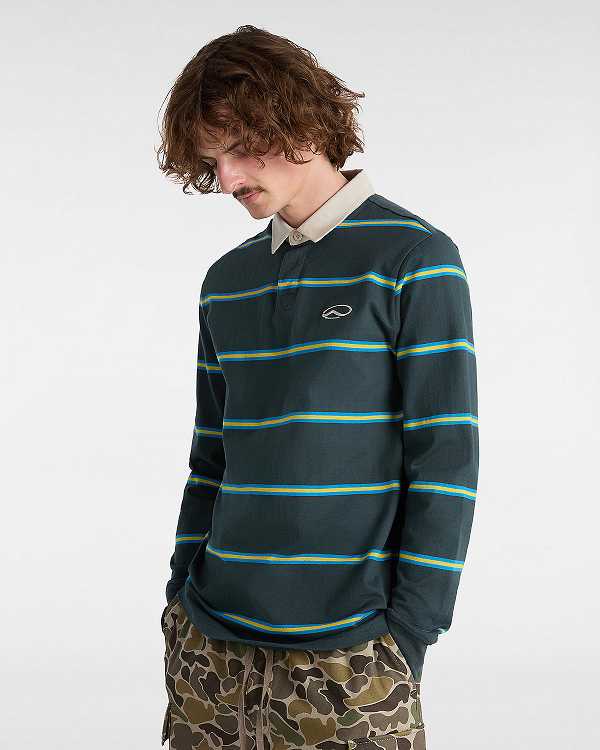 Green Men Vans Gatewood Rugby Stripe Long Sleeve Shirts Canada | VN7386915
