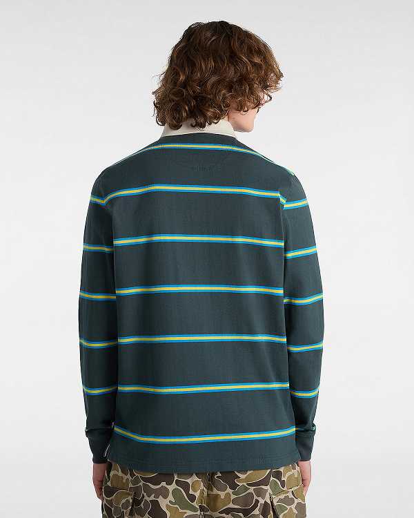 Green Men Vans Gatewood Rugby Stripe Long Sleeve Shirts Canada | VN7386915