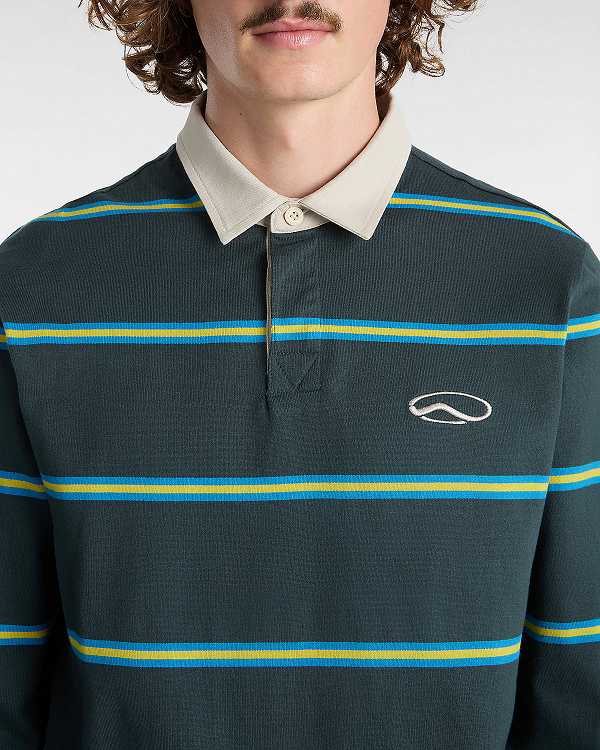 Green Men Vans Gatewood Rugby Stripe Long Sleeve Shirts Canada | VN7386915